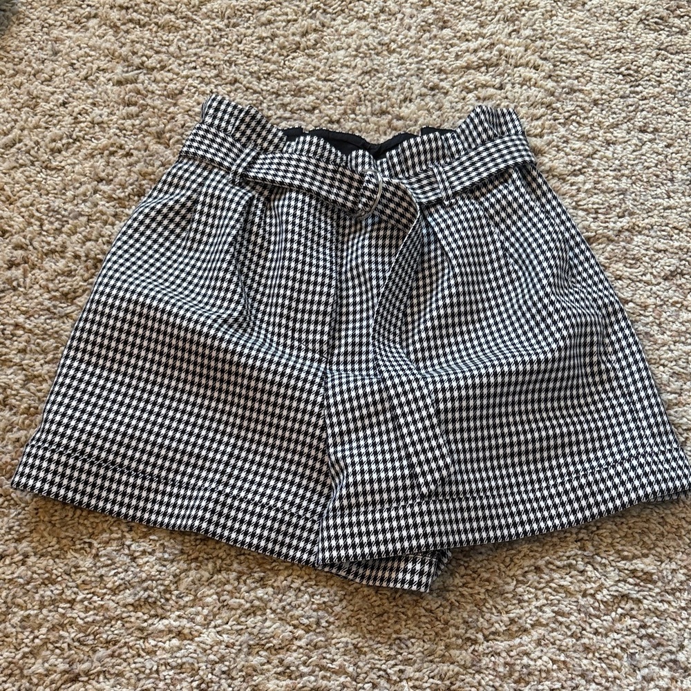 Maje Black and White Houndstooth bag shorts